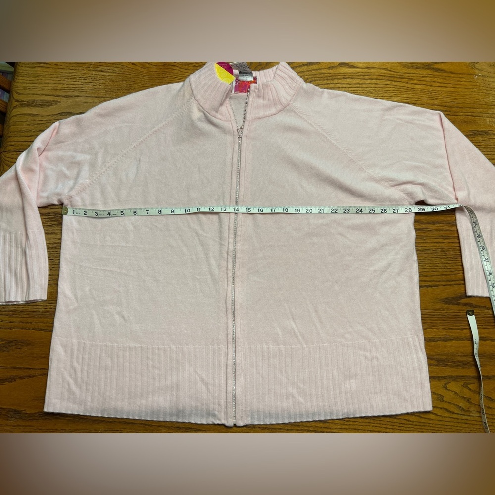 Quacker Factory Soft Pink Zip-Up Sweater - Picture 10 of 10